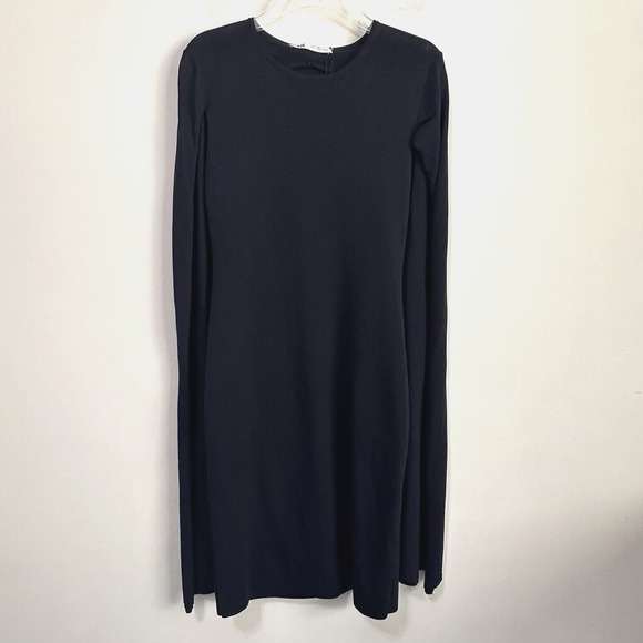 Zara Dresses & Skirts - Zara Knit Cape Dress S Navy Blue‎ Party Trendy Sleeveless Classic Cocktail NEW